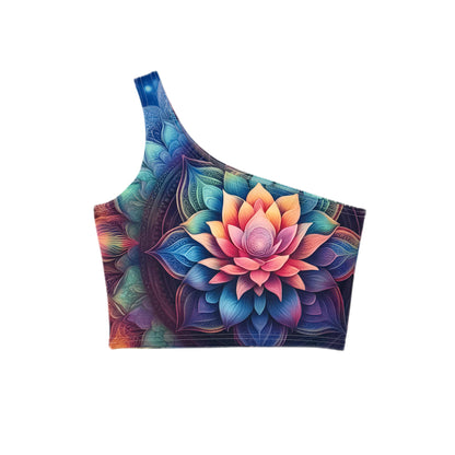 FloralAura Mandala One-Shoulder Cropped Top