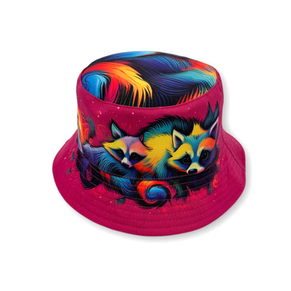 Nocturnal Raccoon Reversible Bucket Hat