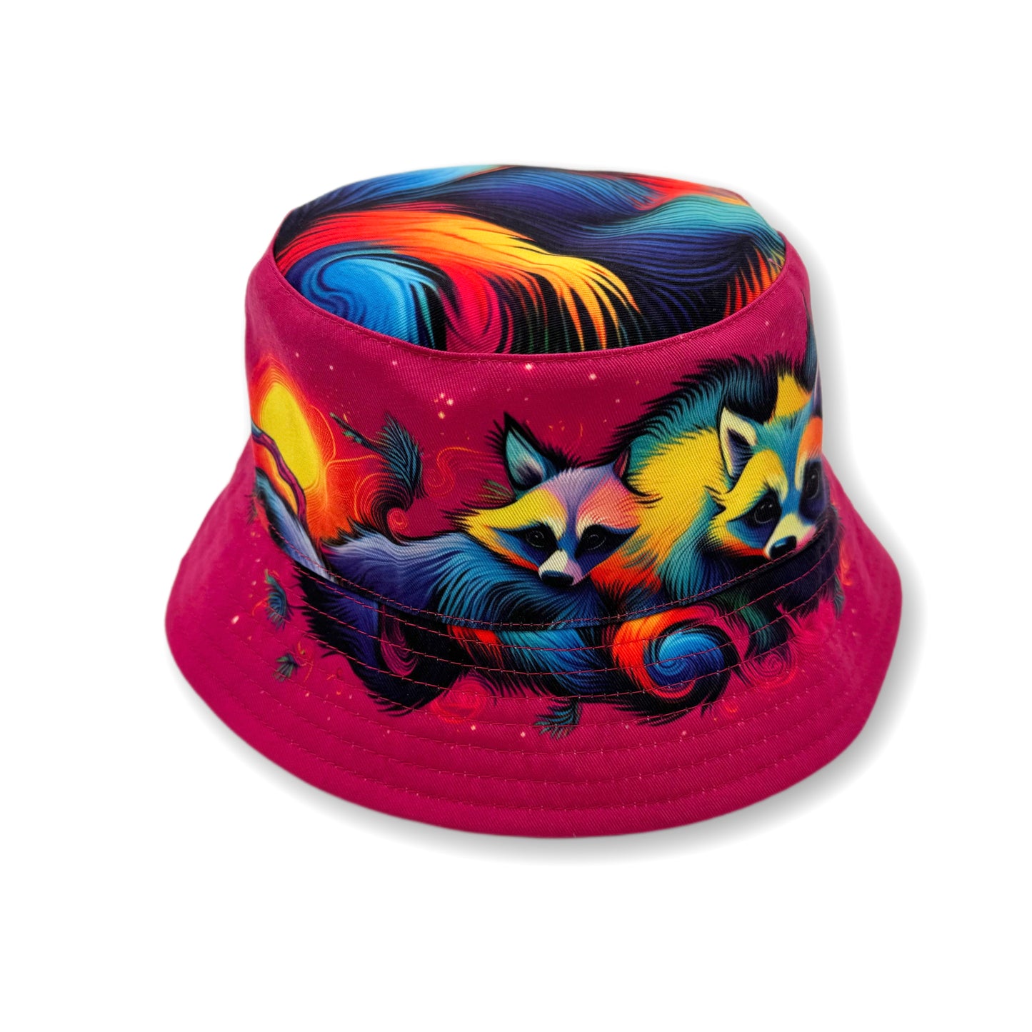 Nocturnal Raccoon Reversible Bucket Hat