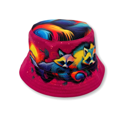 Nocturnal Raccoon Reversible Bucket Hat