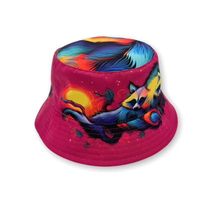 Nocturnal Raccoon Reversible Bucket Hat