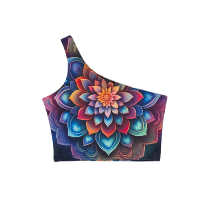 Blossom Mandala One-Shoulder Cropped Top