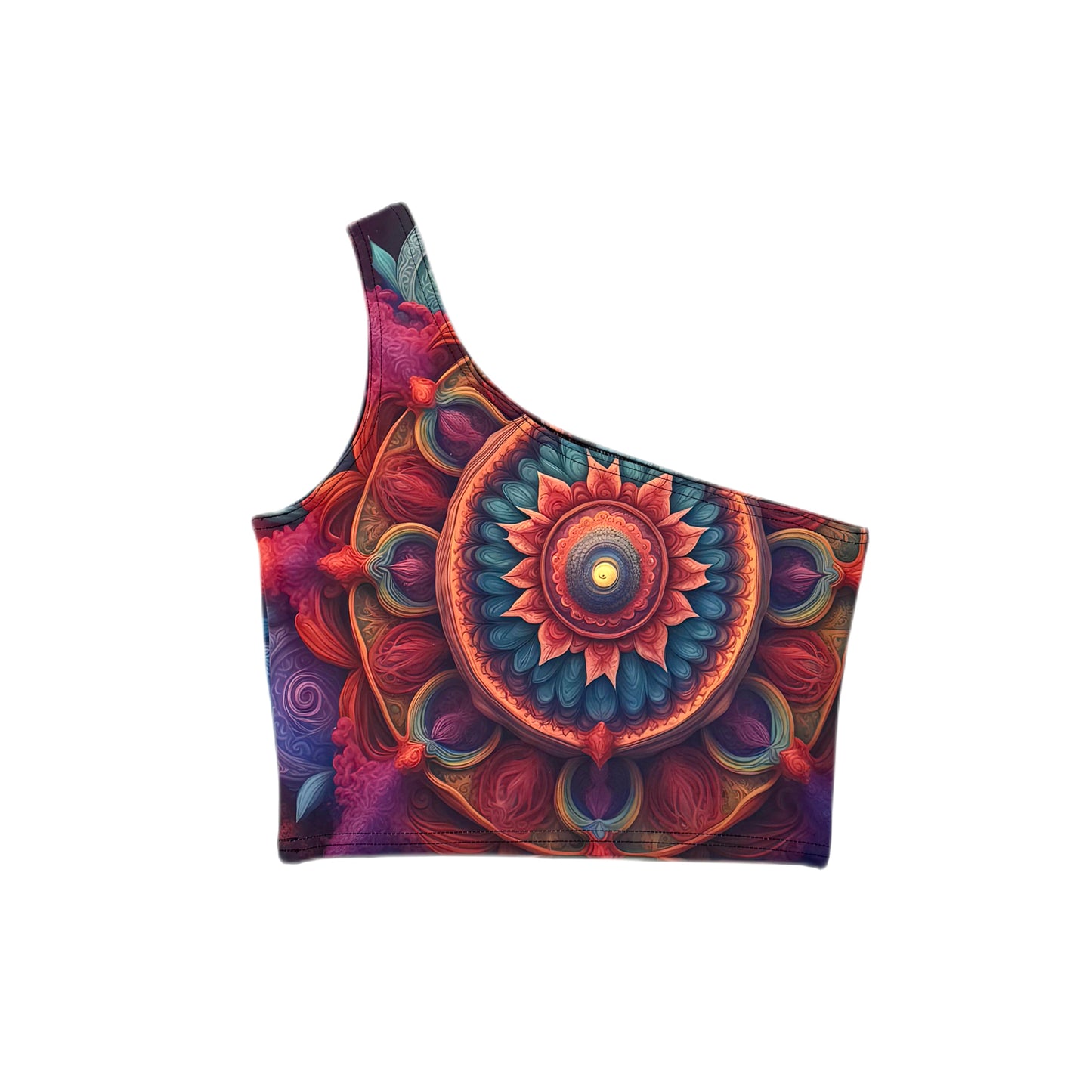 GardenDreams Mandala One-Shoulder Cropped Top