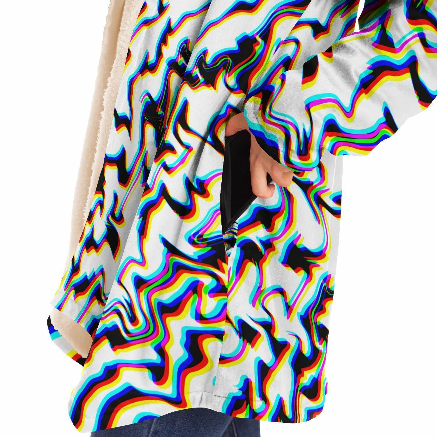 Crystal Dream Fleece Cloak, Trippy Rave Outerwear