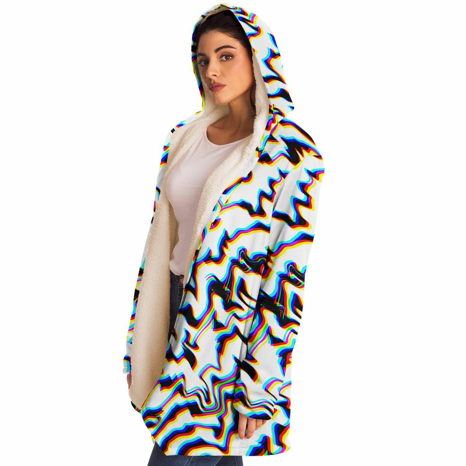 Crystal Dream Fleece Cloak, Trippy Rave Outerwear