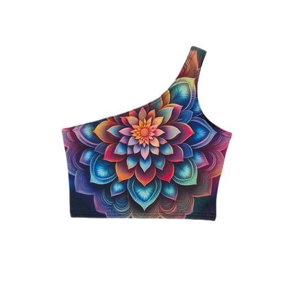 Blossom Mandala One-Shoulder Cropped Top