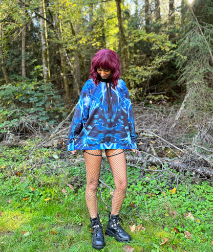 Fractal Symphony Blue Unisex Hoodie - Recycled Material