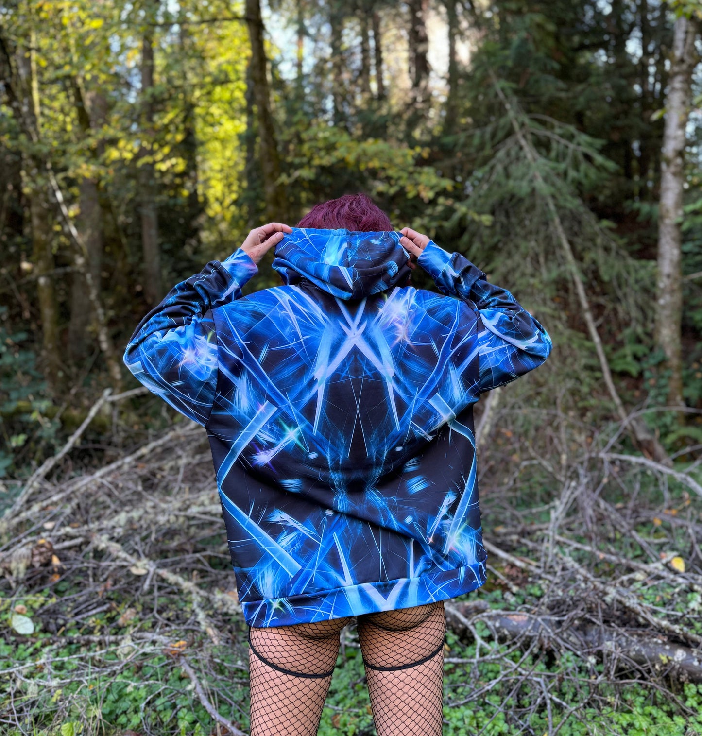 Fractal Symphony Blue Unisex Hoodie - Recycled Material