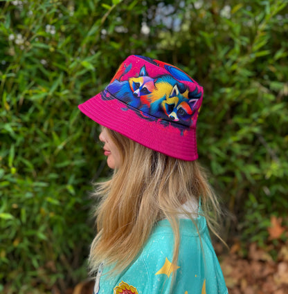 Nocturnal Raccoon Reversible Bucket Hat