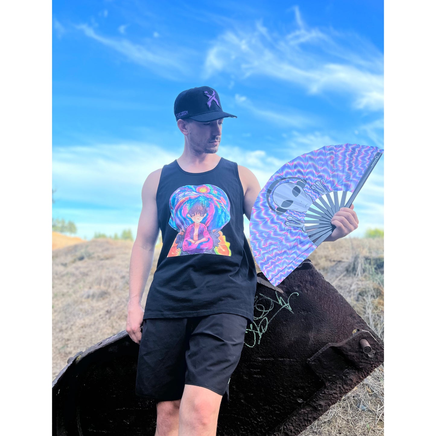 Trippy Alien Hand Fan