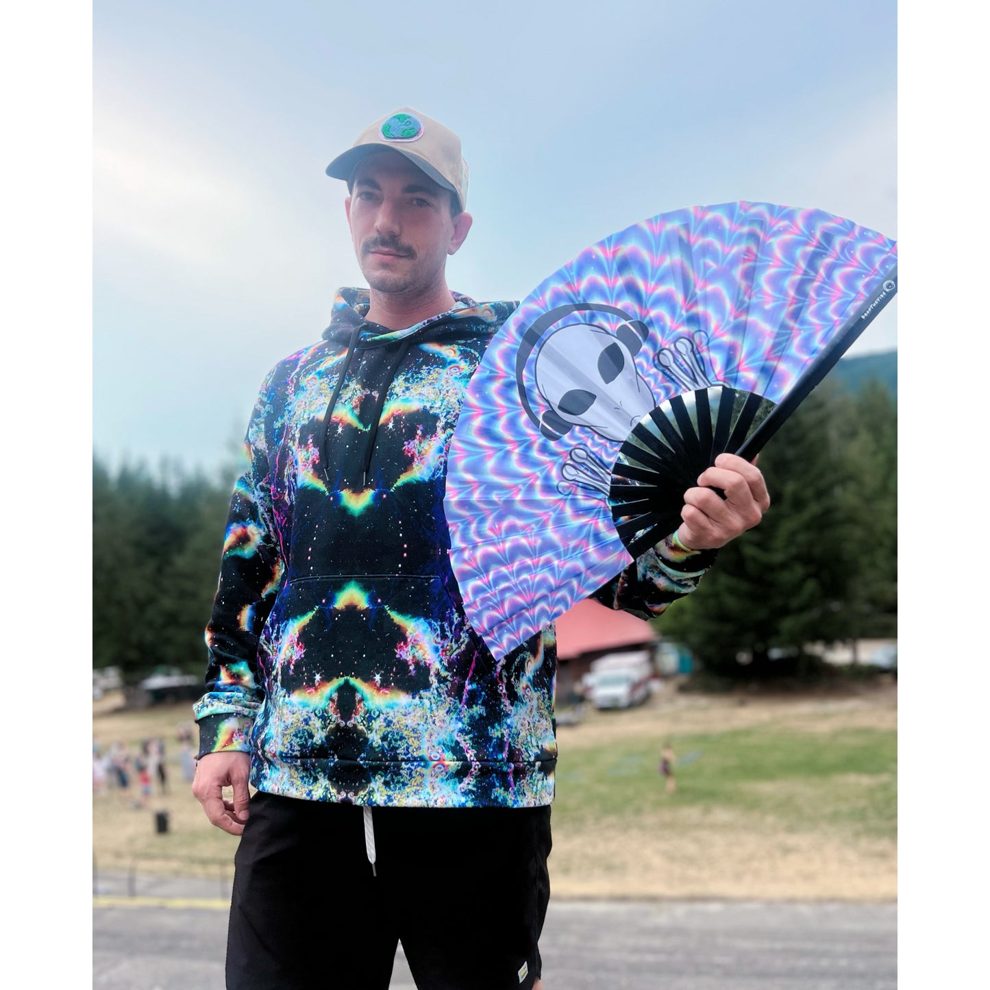 Trippy Alien Hand Fan