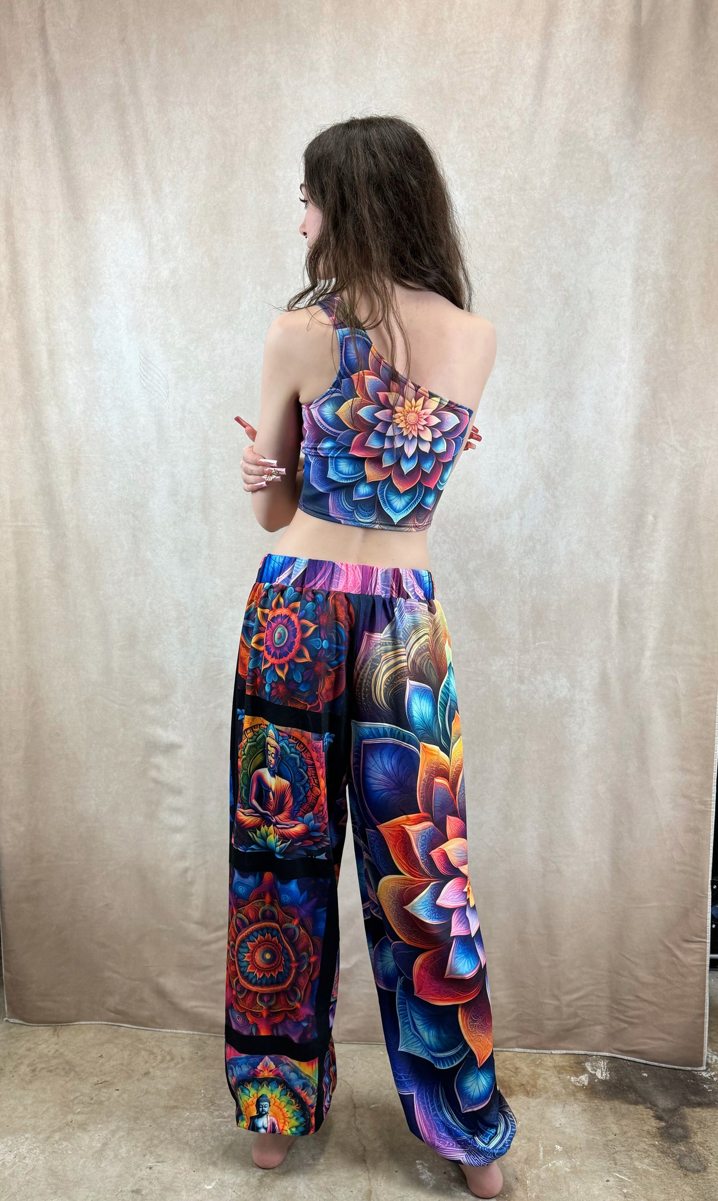 Blossom Mandala One-Shoulder Cropped Top