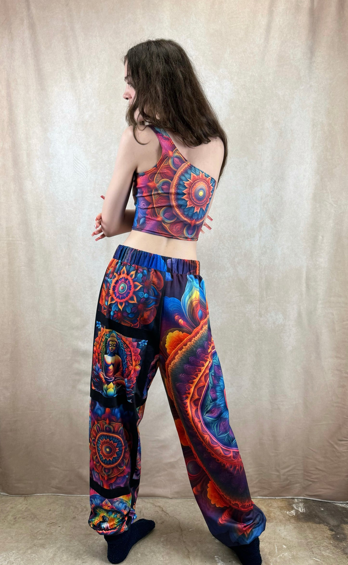 GardenDreams Mandala One-Shoulder Cropped Top