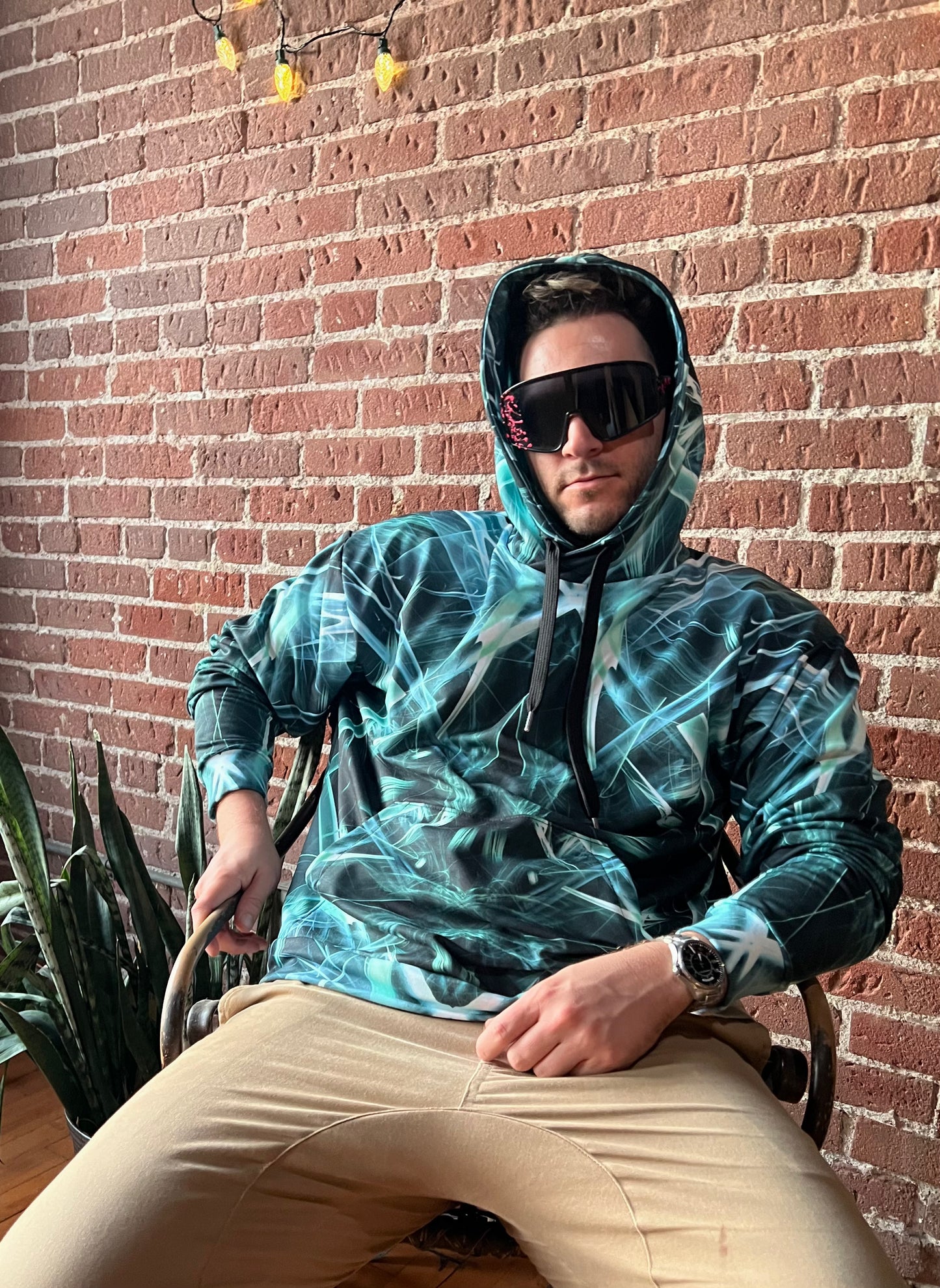 Fractal Symphony Green Unisex Hoodie - Recycled Material