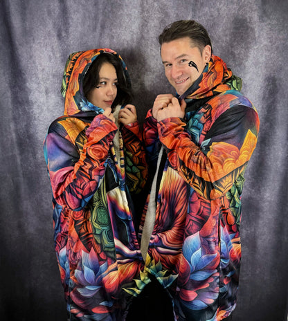 Lotus Buddha Cloak | Zen Cloak | Fleece Jacket | Rave Outerwear | Wook Outfit