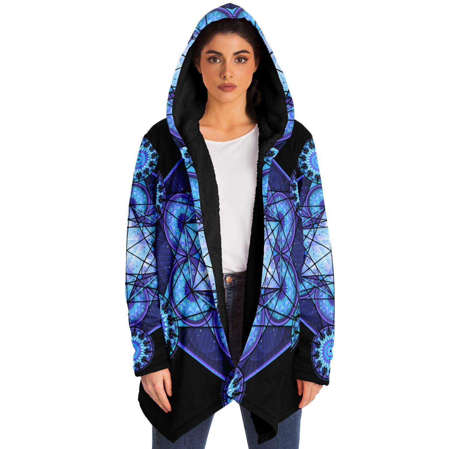 Mandala Fleece Cloak, Rave Wook Outerwear, Unisex Jacket
