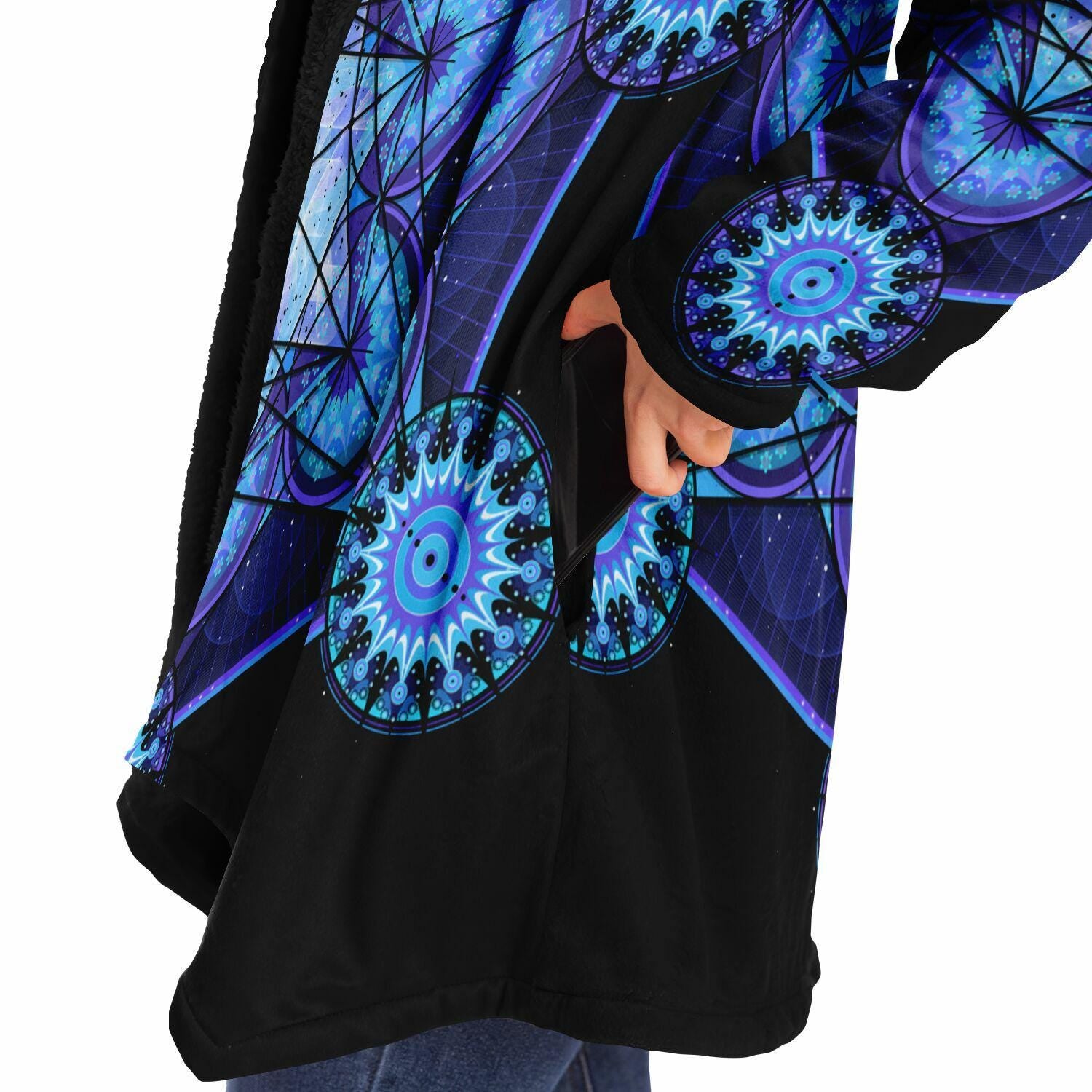 Mandala Fleece Cloak, Rave Wook Outerwear, Unisex Jacket