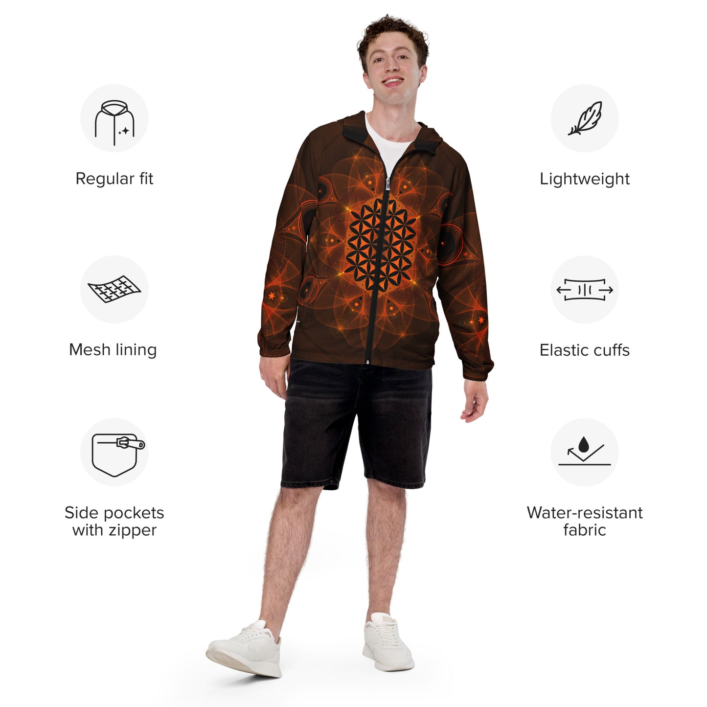 Sacred Horse Mandala Unisex Windbreaker