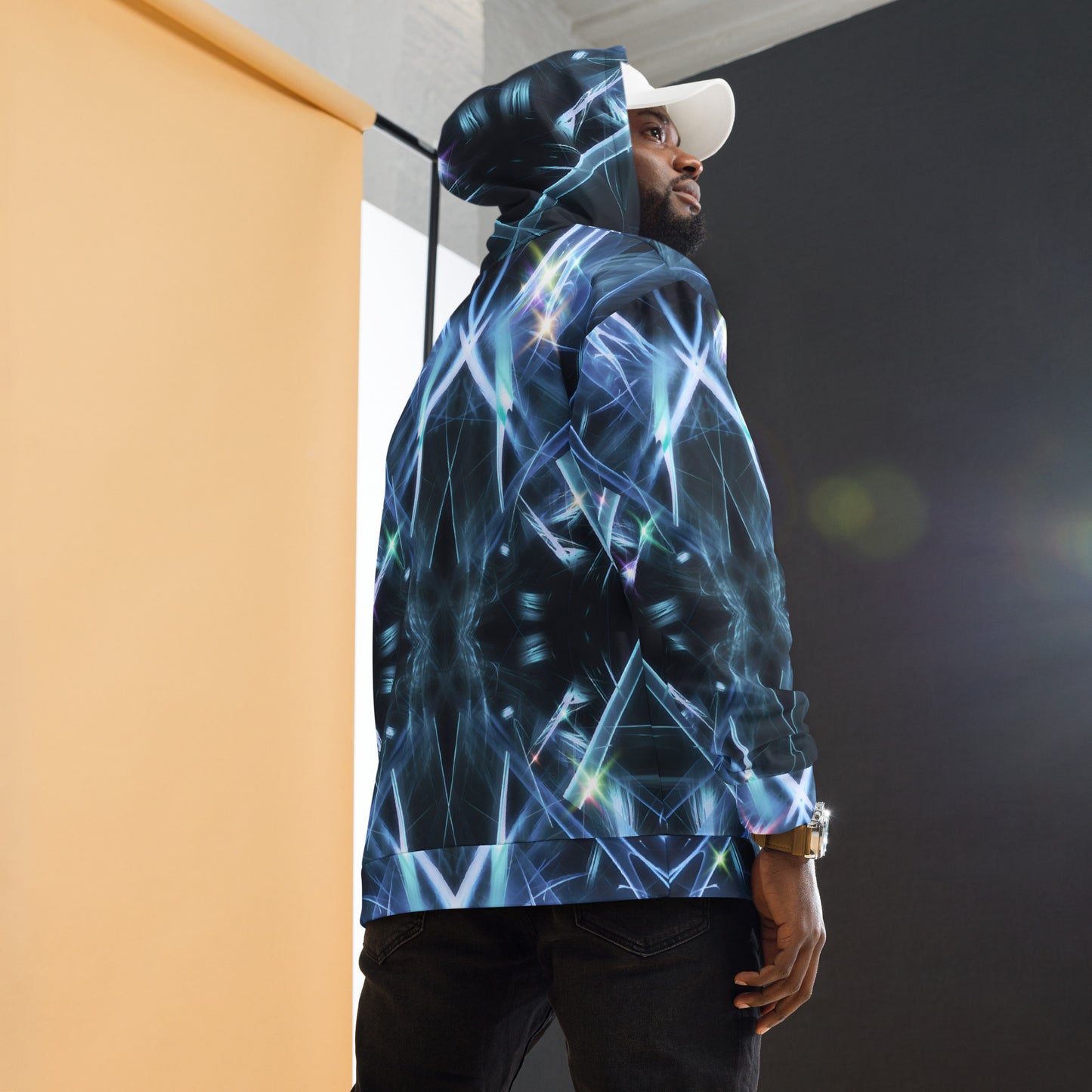 Fractal Symphony Blue Unisex Hoodie - Recycled Material