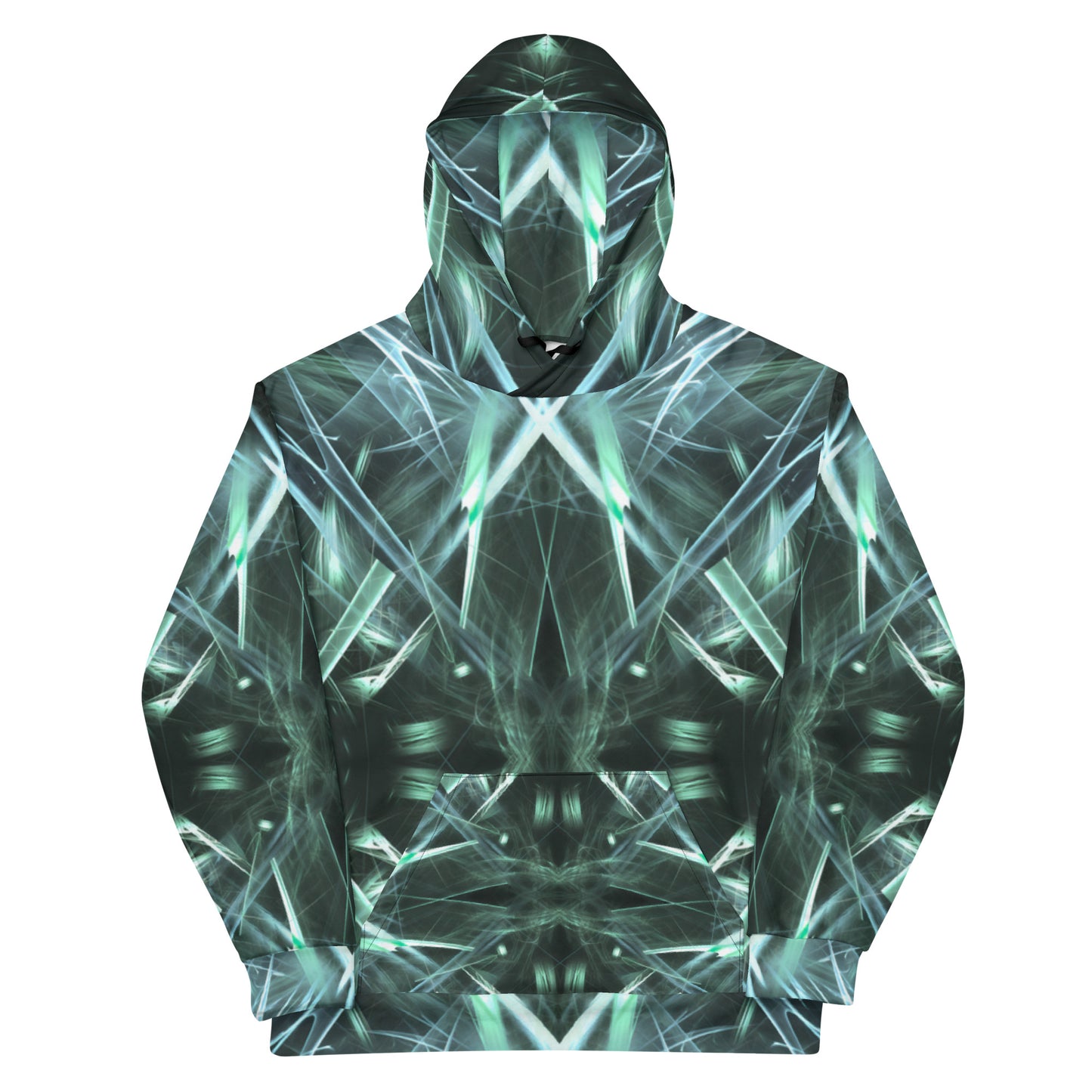 Fractal Symphony Green Unisex Hoodie - Recycled Material