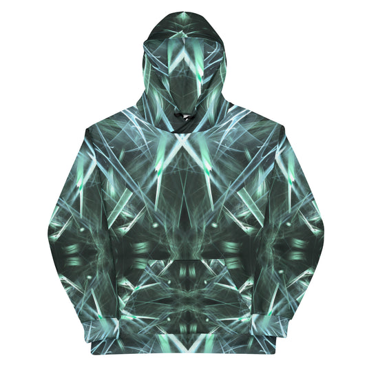 Fractal Symphony Green Unisex Hoodie - Recycled Material