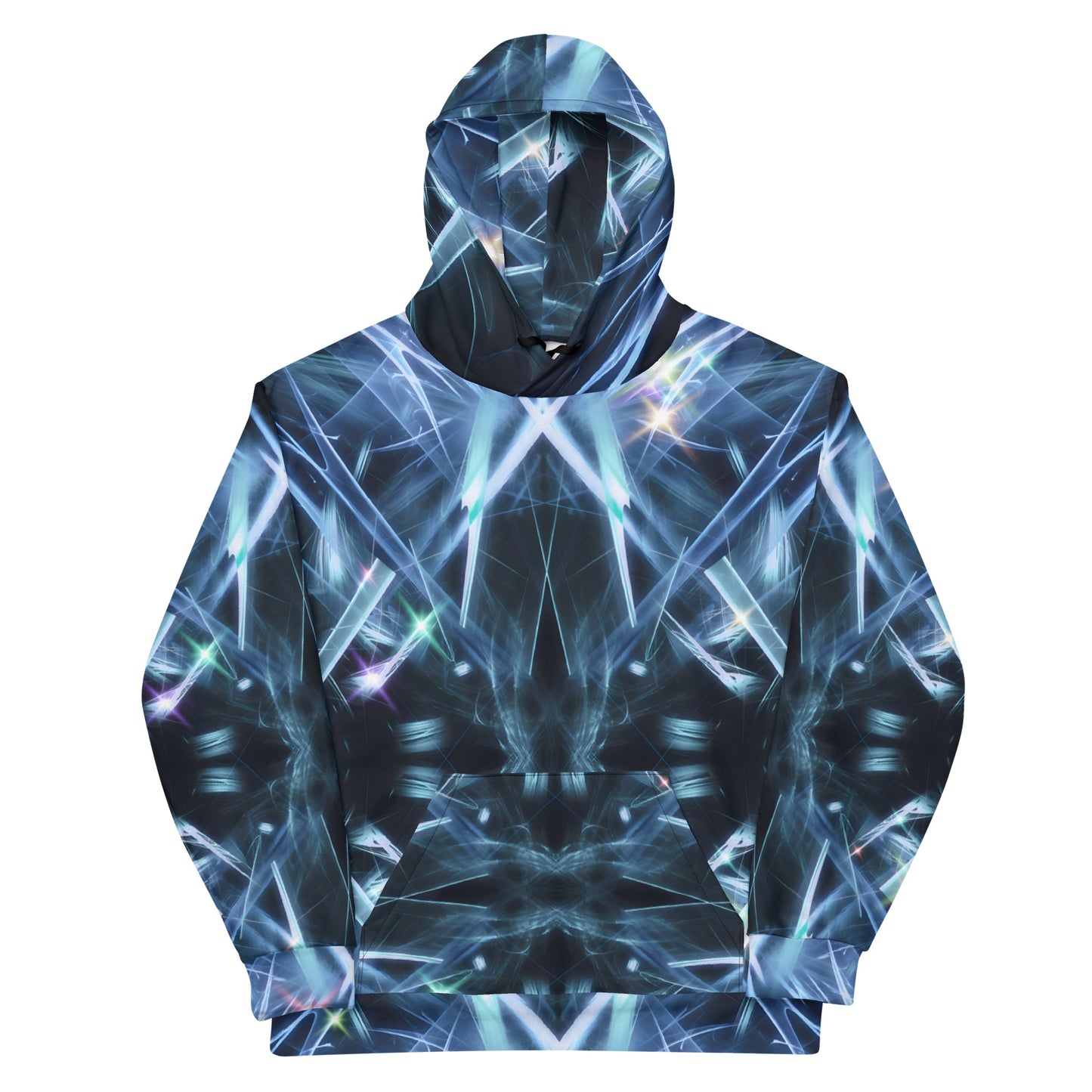 Fractal Symphony Blue Unisex Hoodie - Recycled Material
