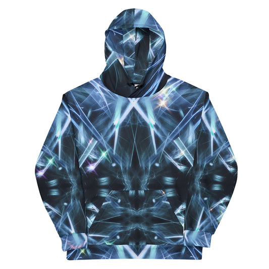 Fractal Symphony Blue Unisex Hoodie - Recycled Material