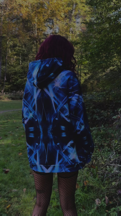 Fractal Symphony Blue Unisex Hoodie - Recycled Material