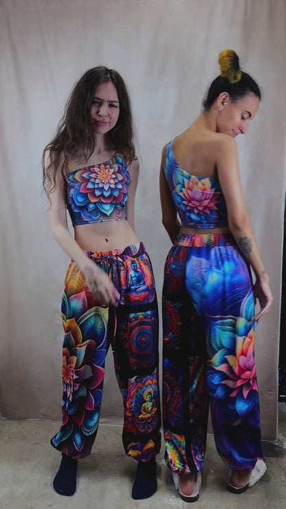 FloralAura Mandala One-Shoulder Cropped Top