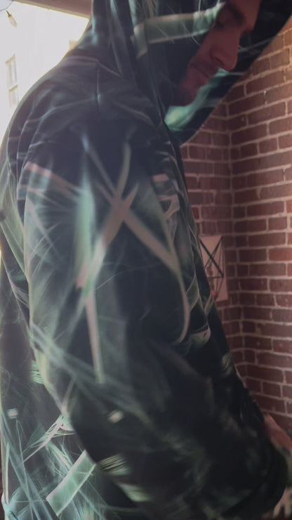Fractal Symphony Green Unisex Hoodie - Recycled Material