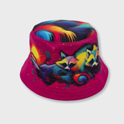 Nocturnal Raccoon Reversible Bucket Hat